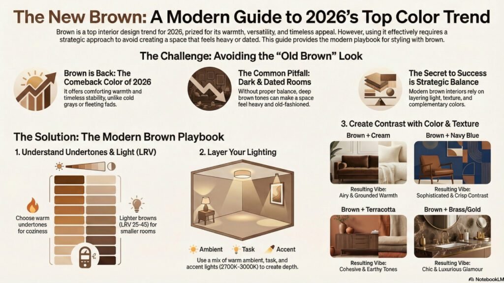 Brown living room decor ideas infographics