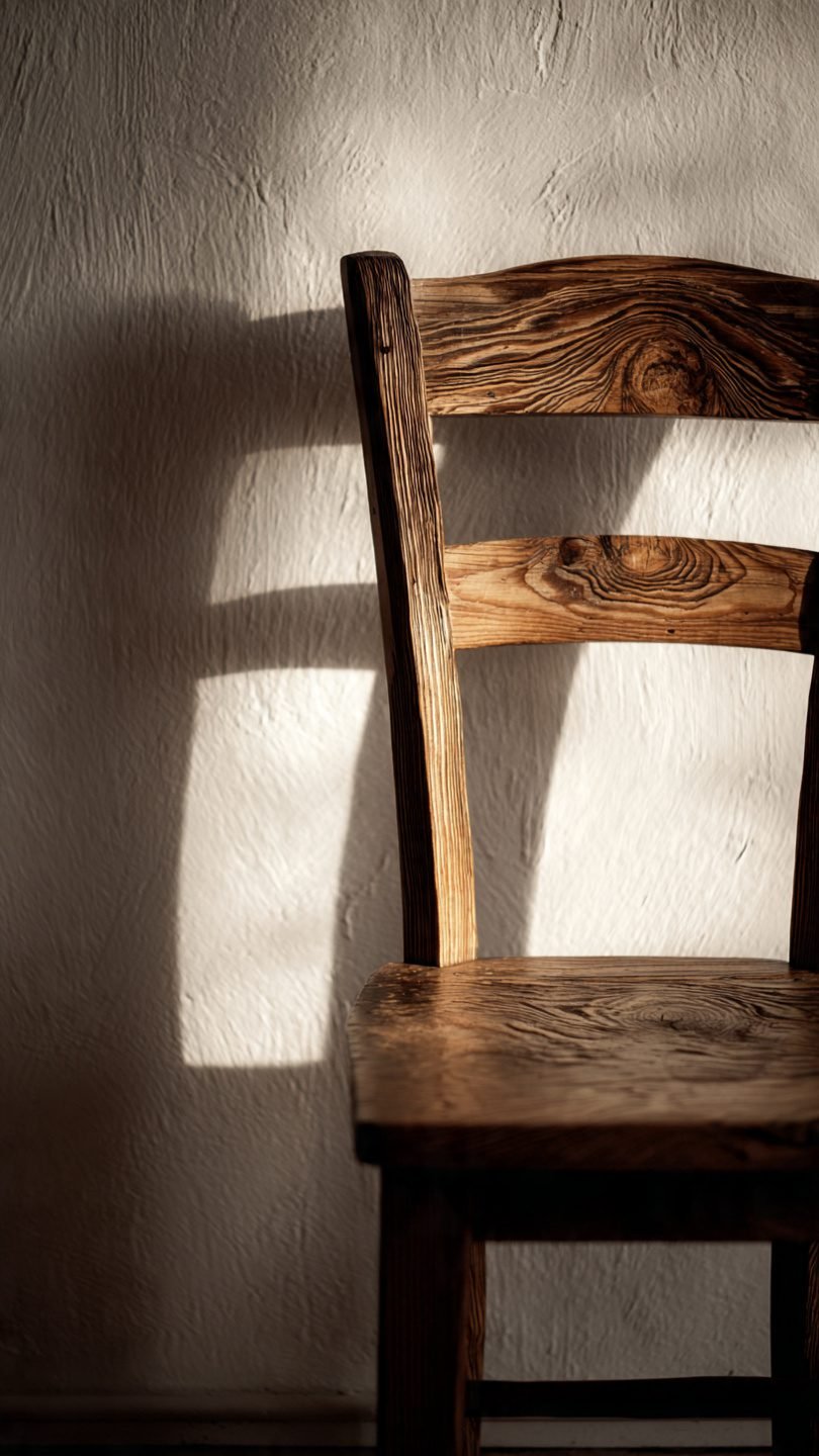 Artistic hand-carved wooden accent chair with organic curves