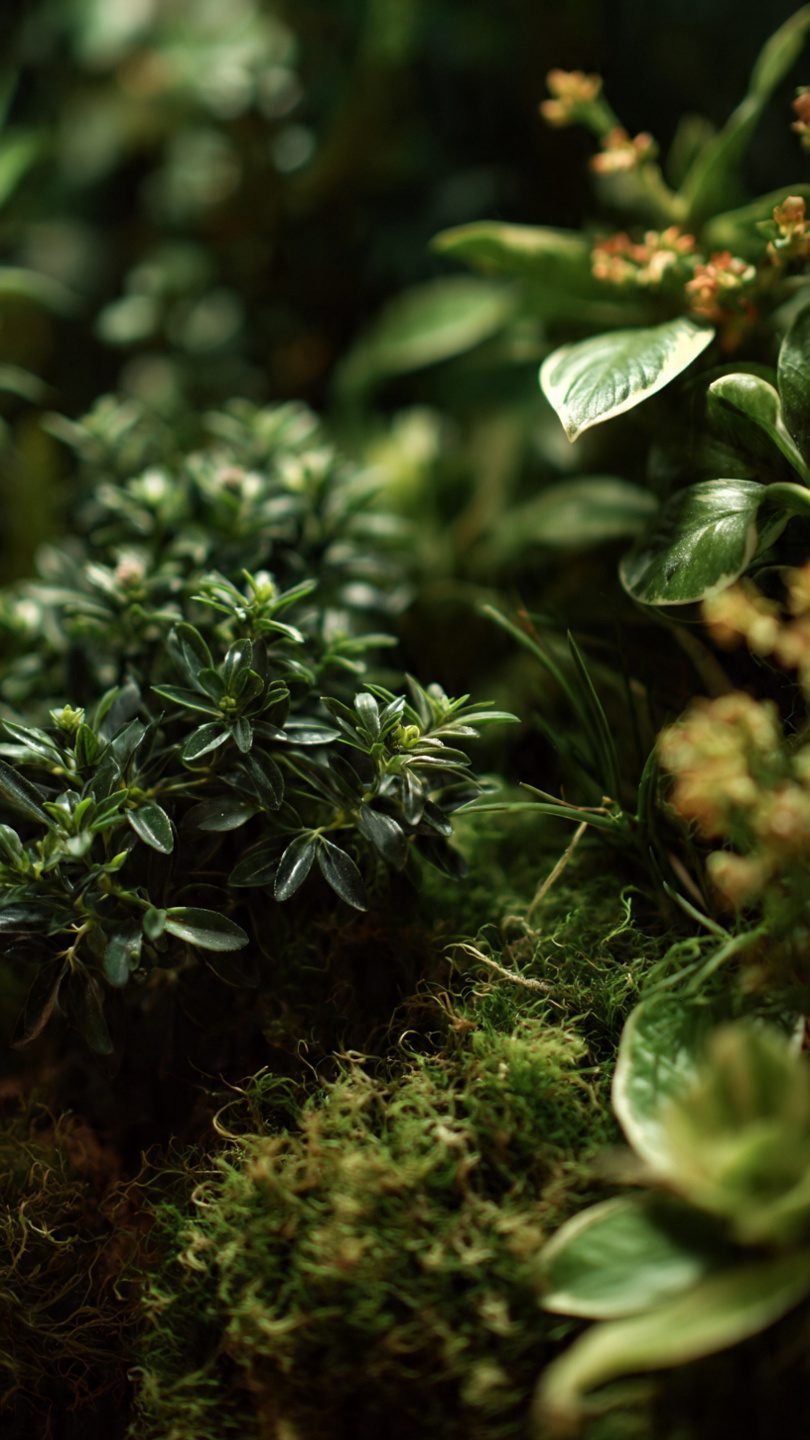 Artistic living plant sculpture arrangement