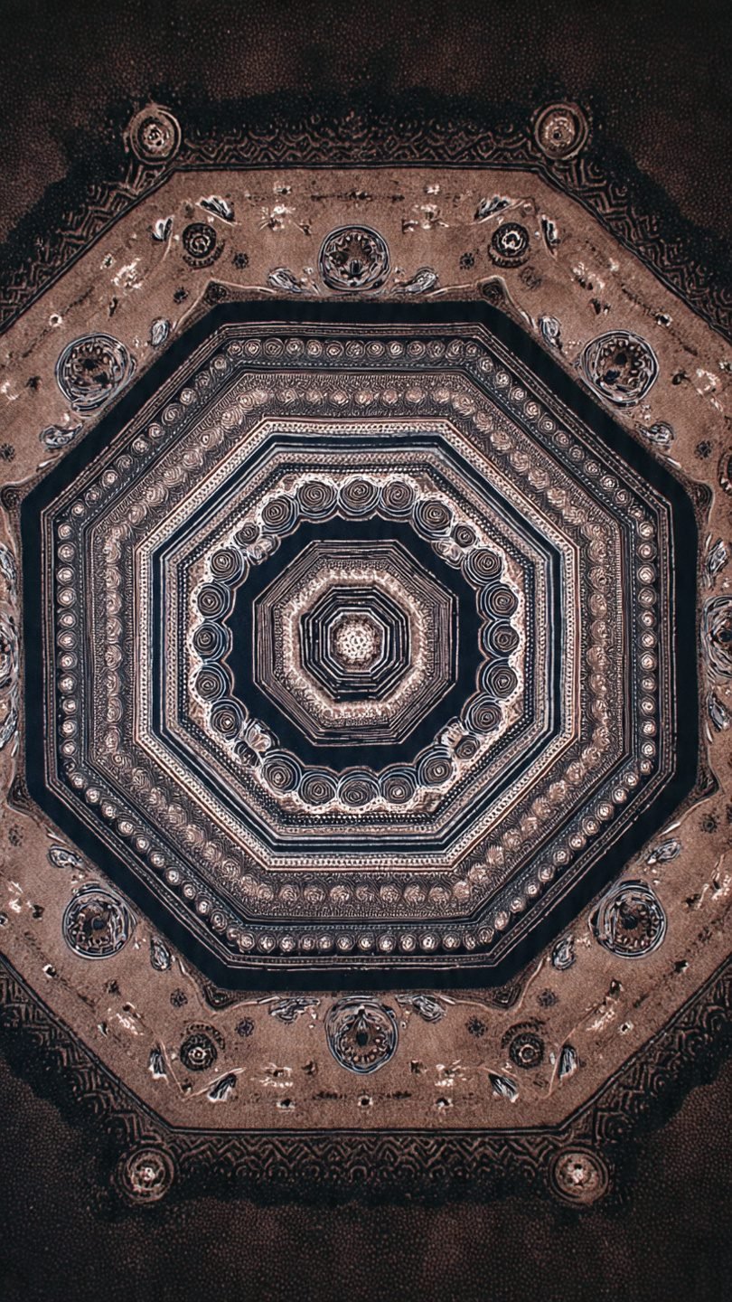 Artistic mandala rug with nature-inspired patterns