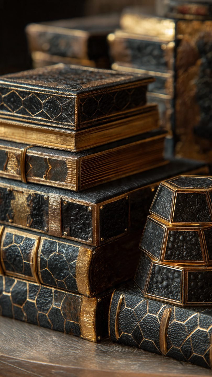 Artistic sculptural book arrangement with objects