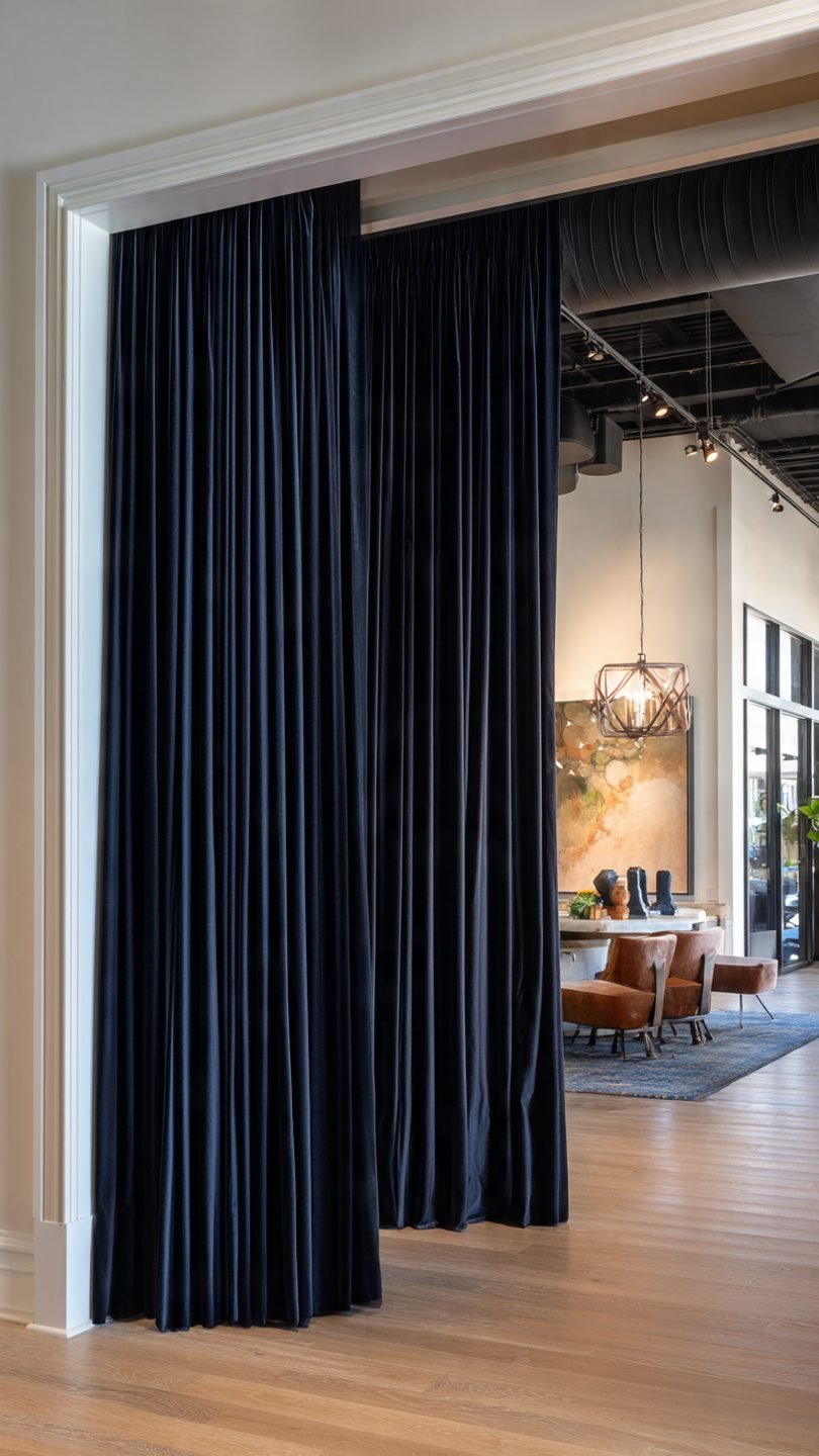 Artistic sculptural drapery installation