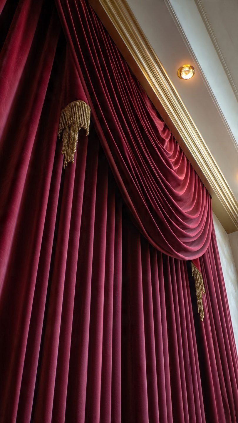 Artistic sculptural drapery installation