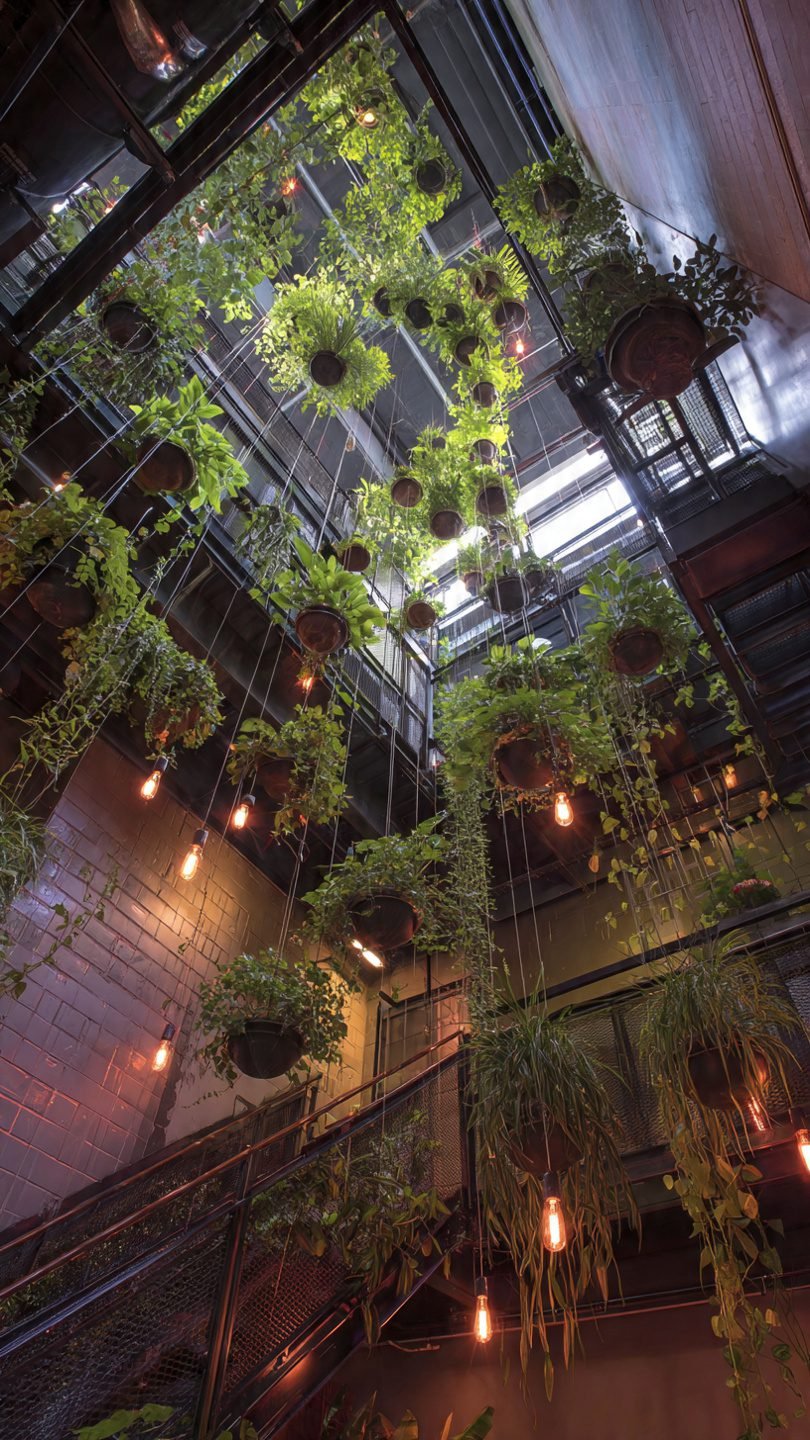 Artistic suspended plant installation