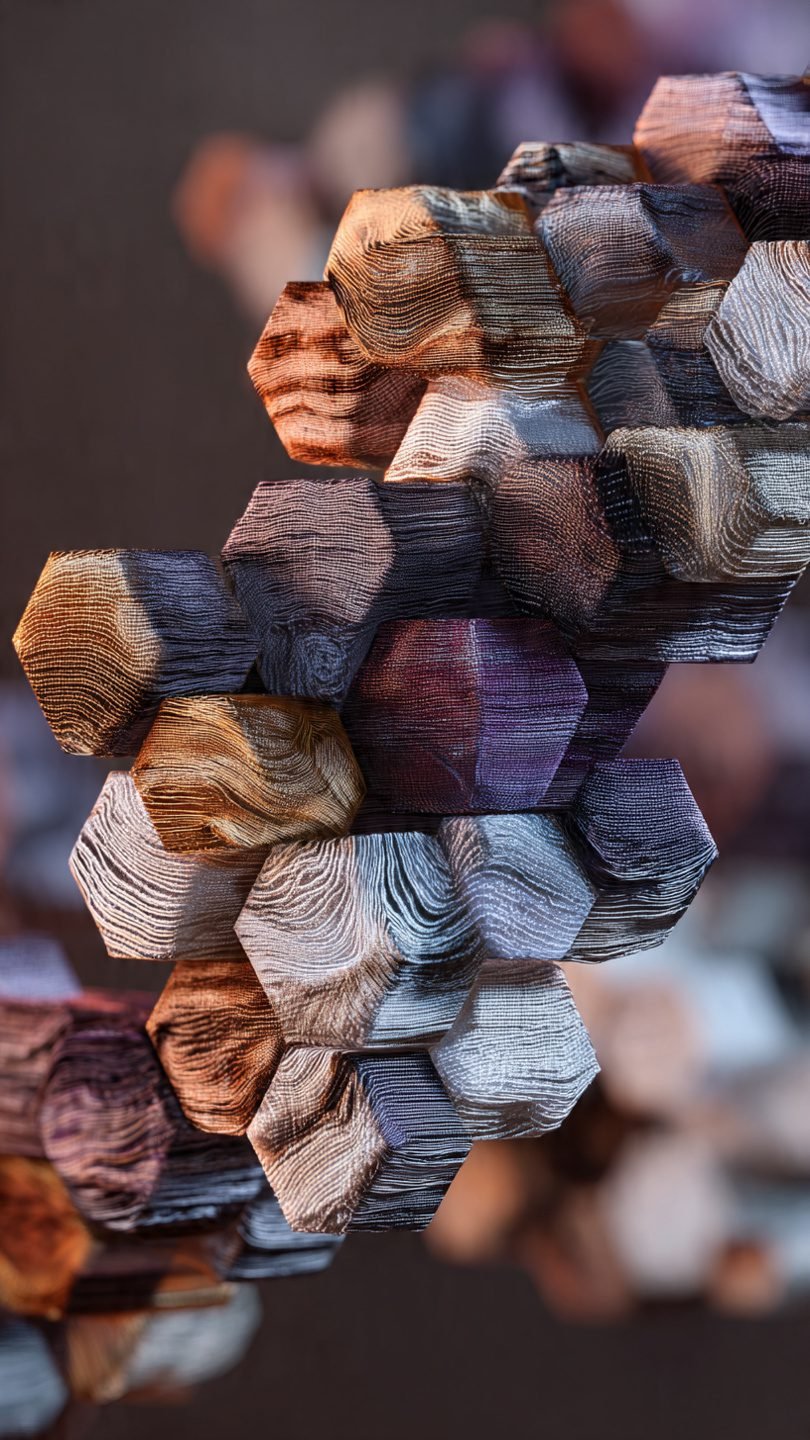 Artistic textile shadow box series with dimensional layers