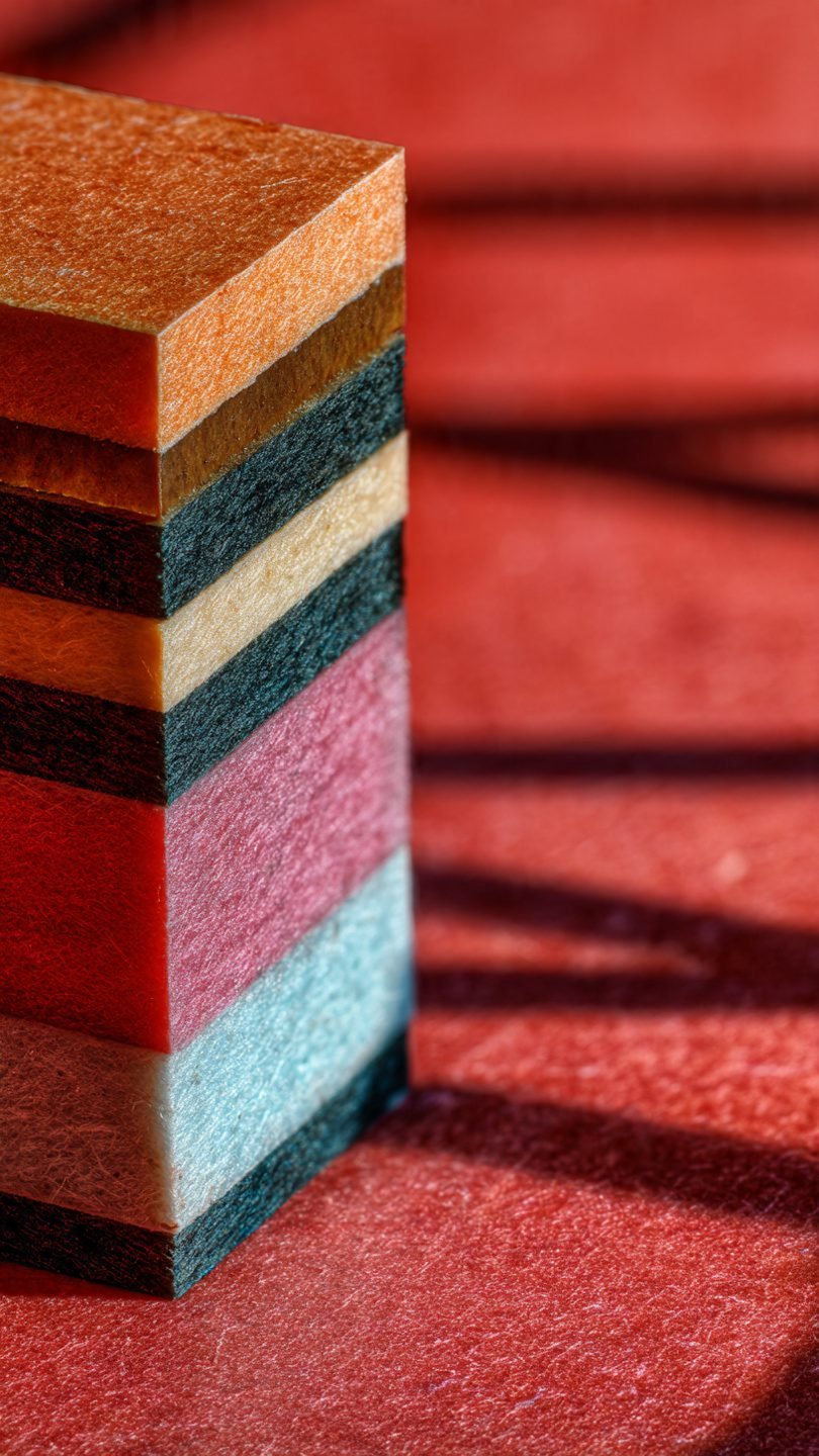 Artistic textile shadow box series with dimensional layers