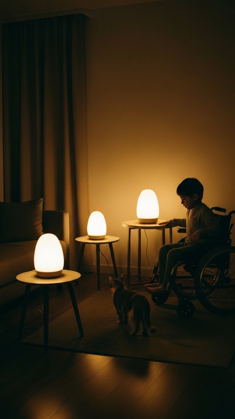 Cordless rechargeable lamps in modern living room—safe for multi-gen and pets