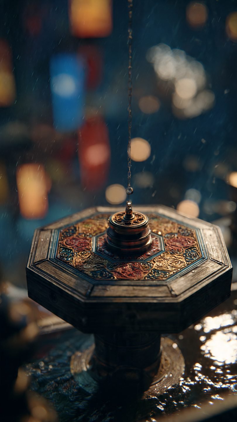 Floating oversized canvas with artistic lighting design