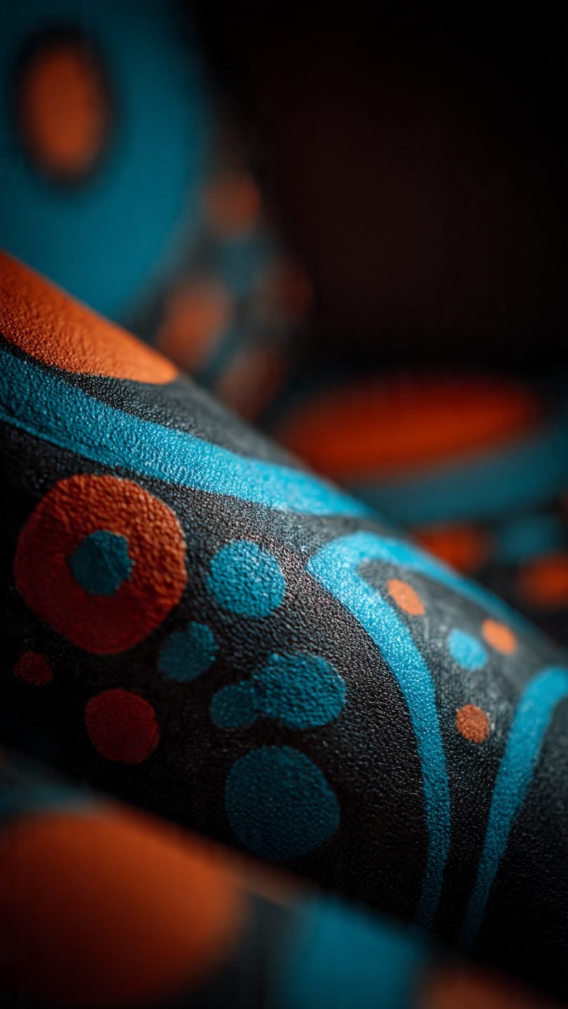 Hand-painted artistic chaise lounge with abstract patterns