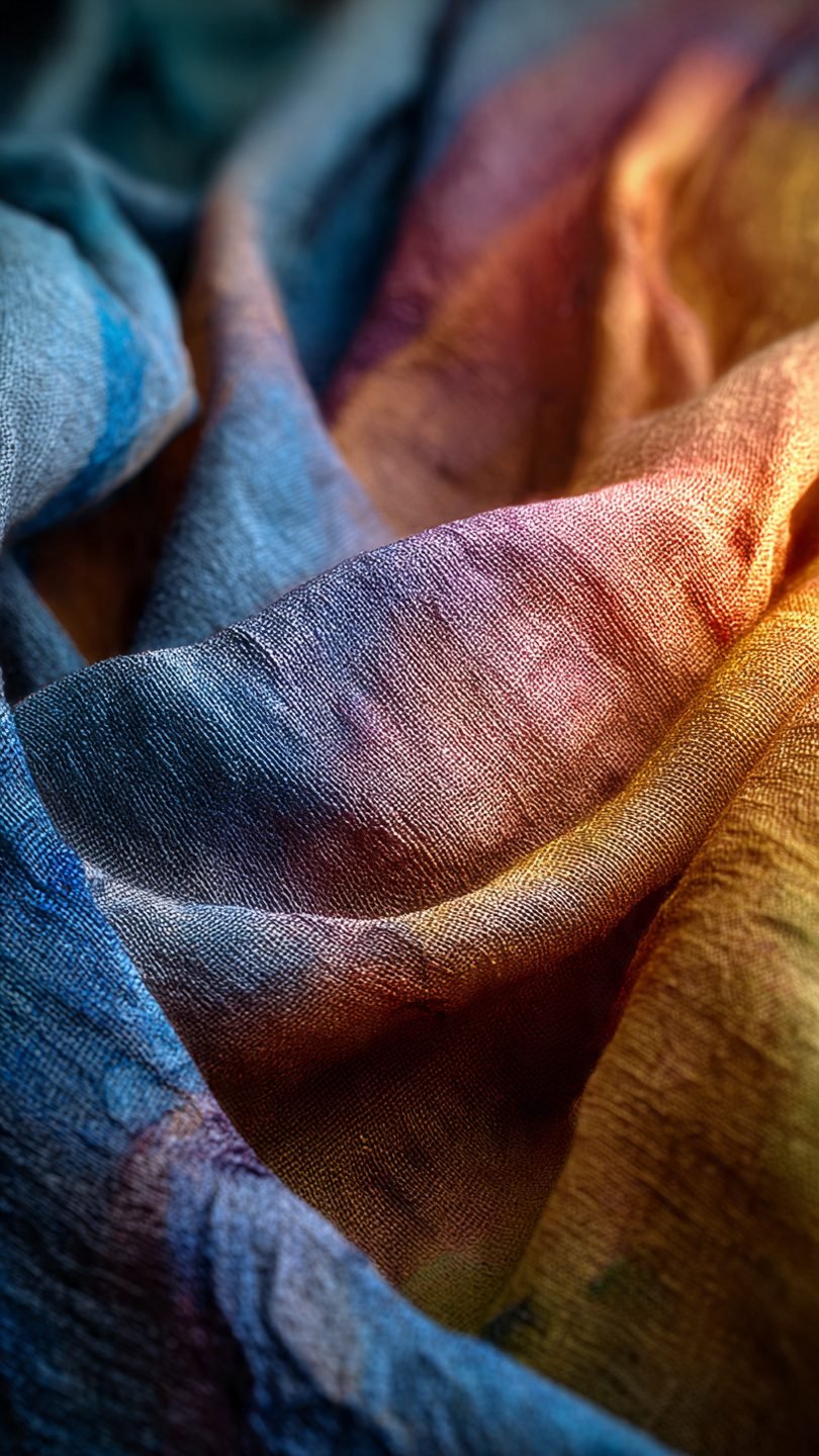 Hand-painted silk artistic rug with fluid patterns