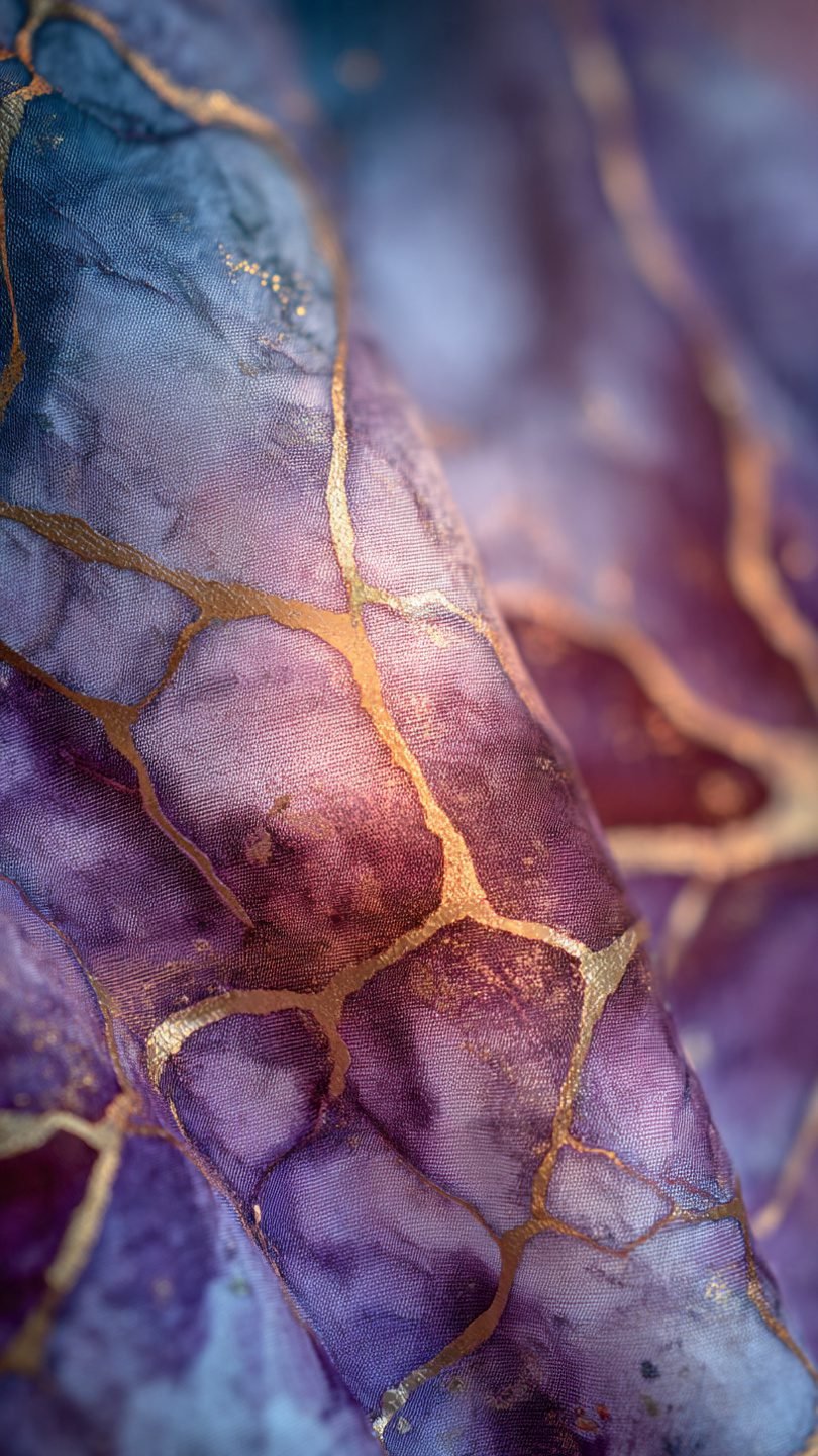 Hand-painted silk artistic rug with fluid patterns