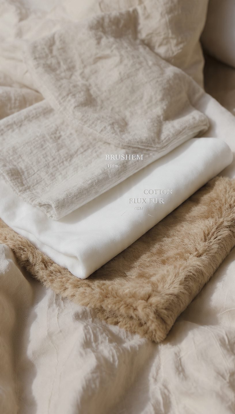 High-GSM natural textiles for cozy small bedrooms—linen, brushed cotton, and faux fur compared by texture and warmth