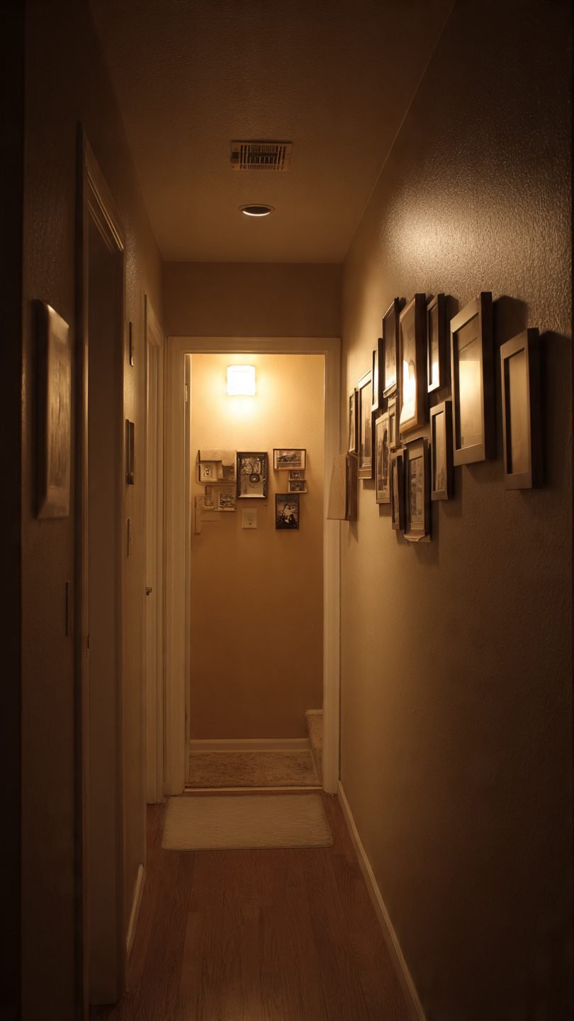 Illuminated historic timeline gallery wall with artistic curation