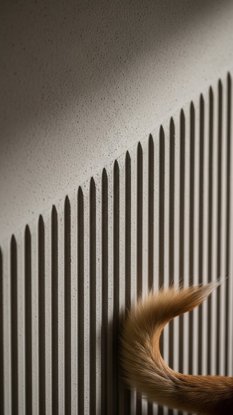 Matte acoustic panels in modern living room hide pet scuffs