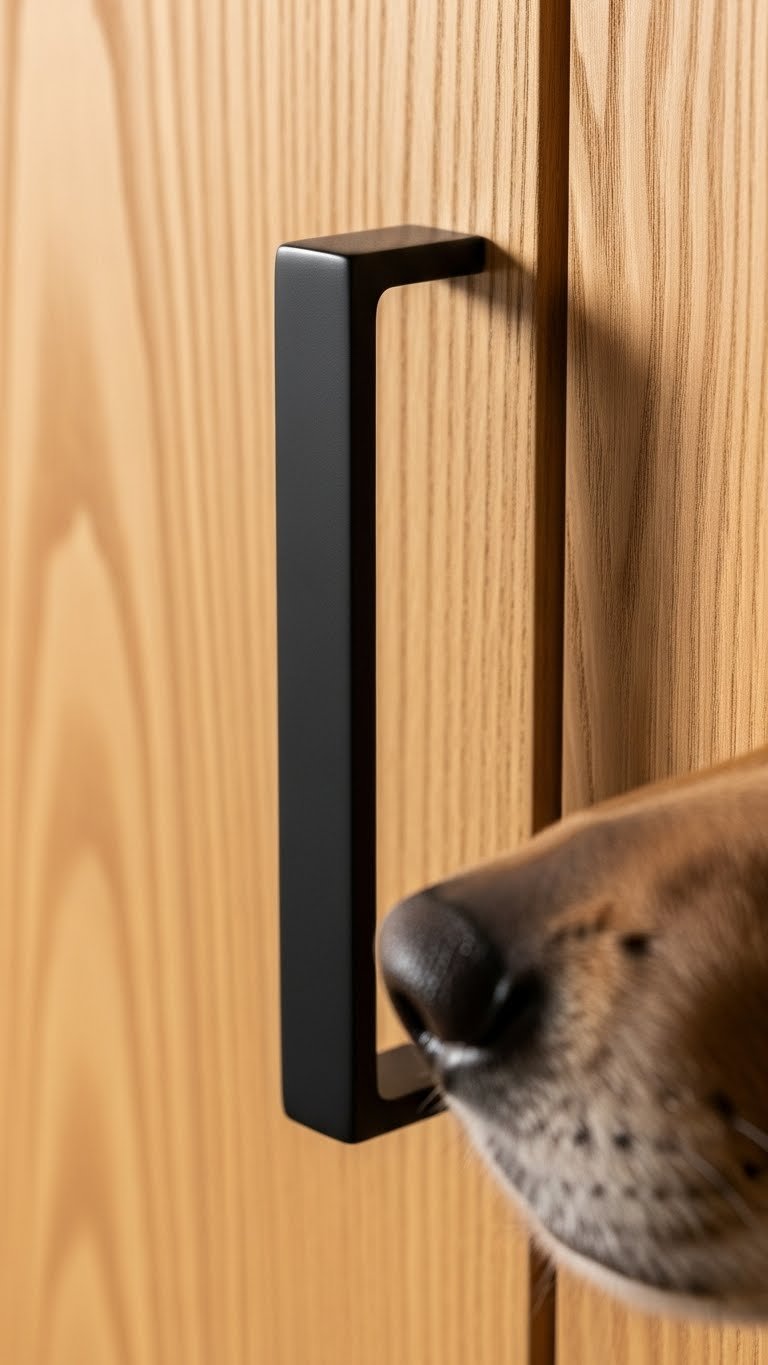 Matte black hardware in modern living room—scuff-resistant and stylish