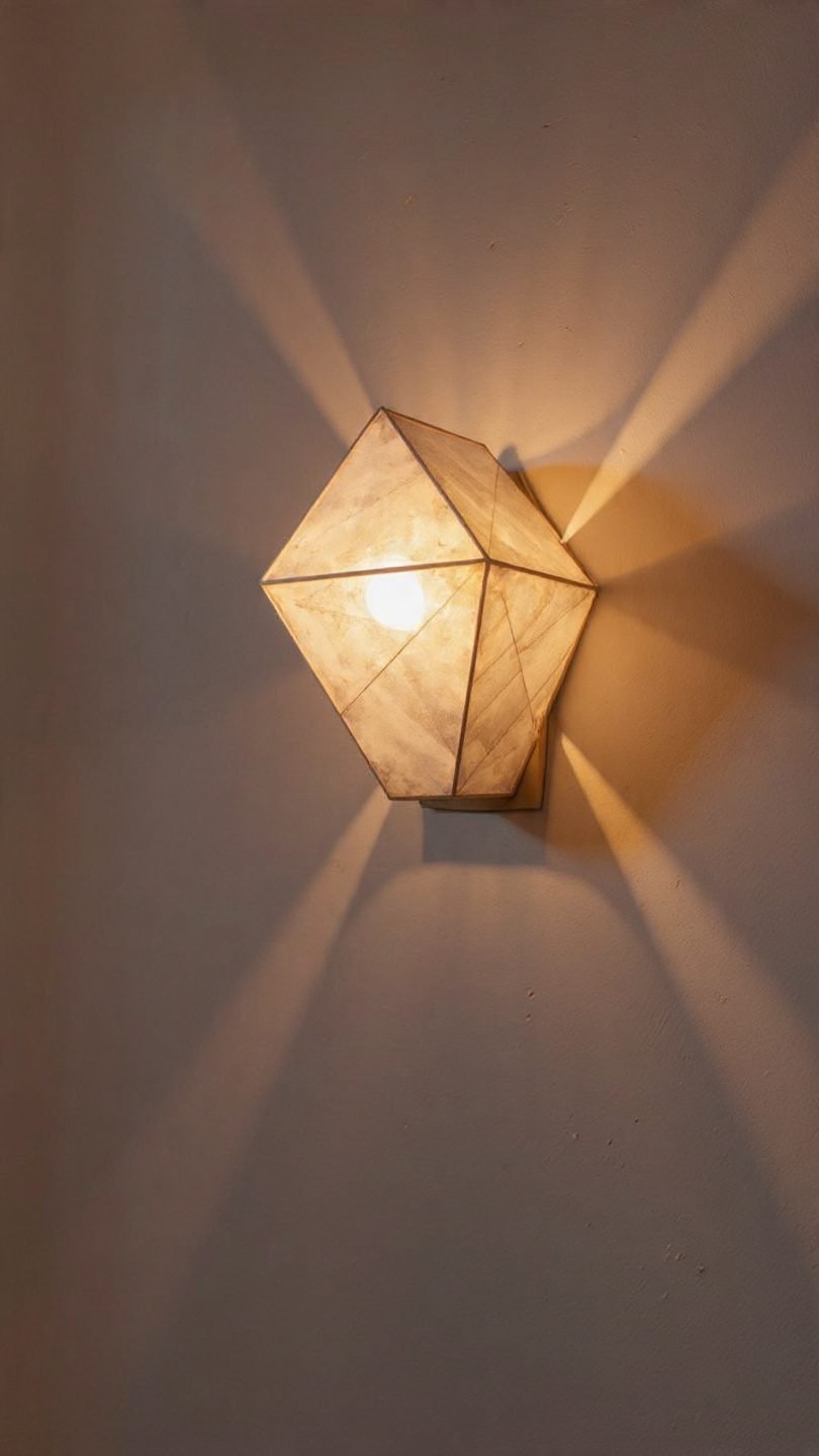 Modern geometric LED wall sconce creating artistic light patterns