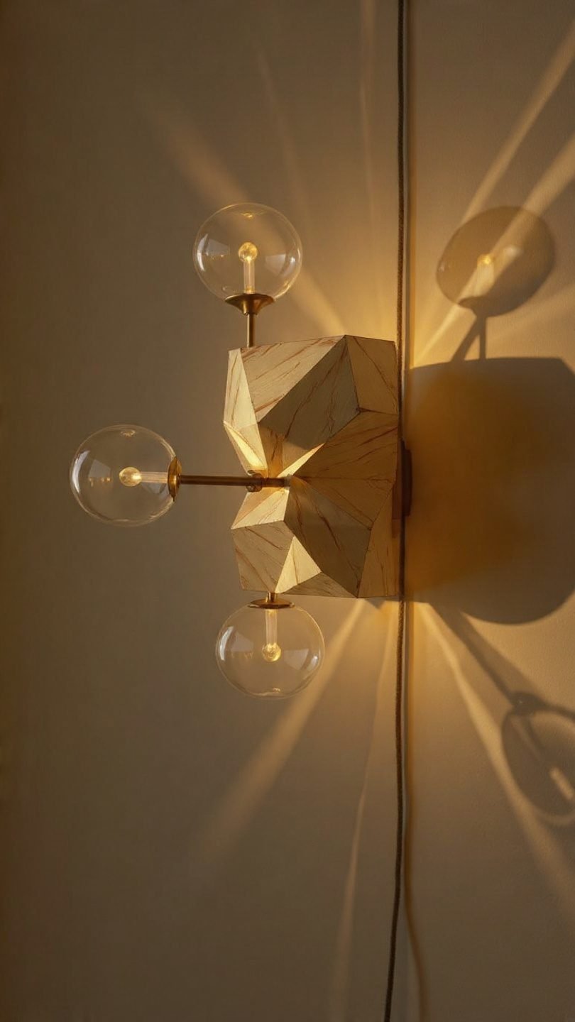 Modern geometric LED wall sconce creating artistic light patterns