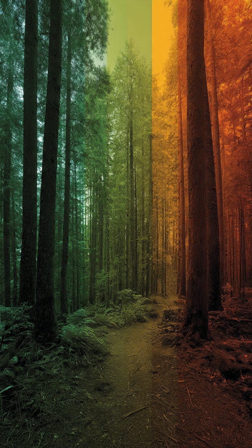 Nature-inspired artistic color gradient in living space