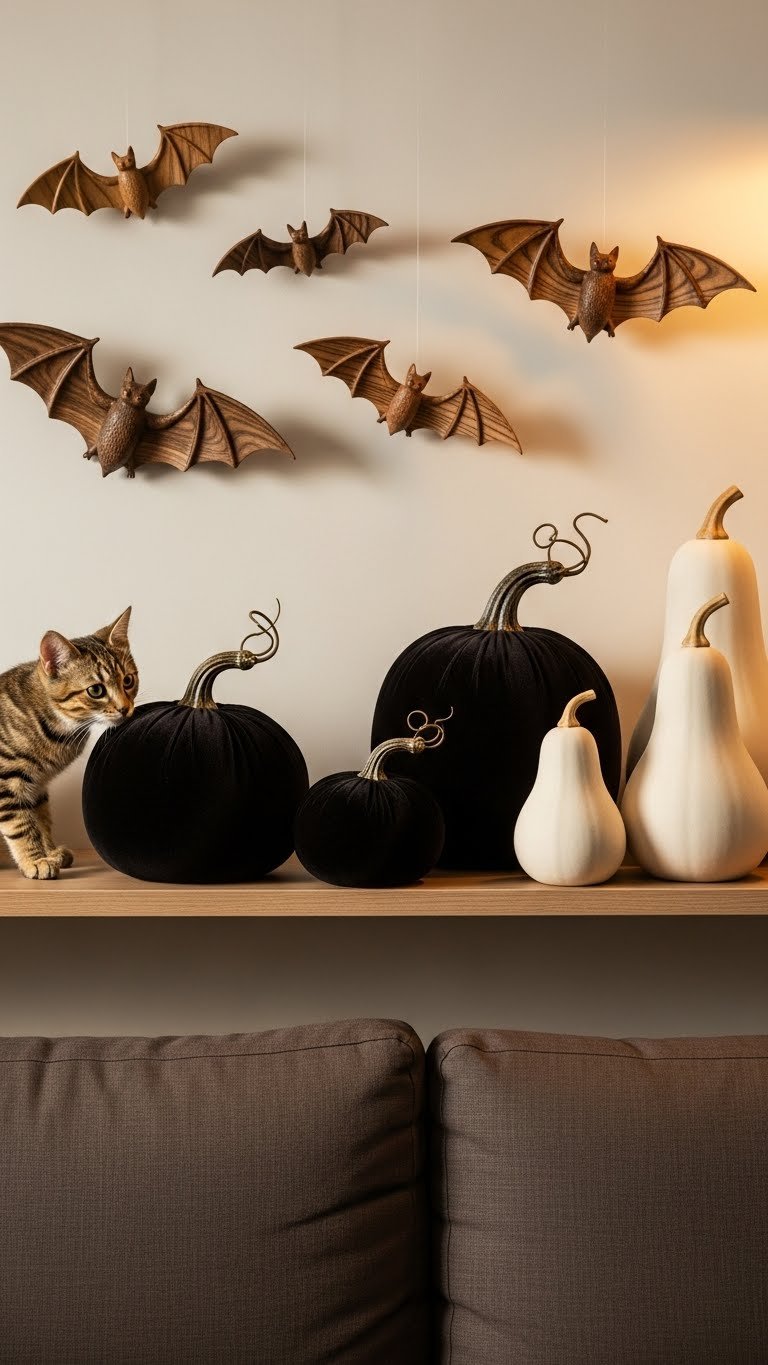 Non-toxic, solid-material Halloween pumpkins—velvet and ceramic alternatives that won’t rot, break, or harm pets.