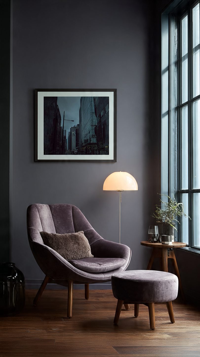 Oversized artistic photography in contemporary living room