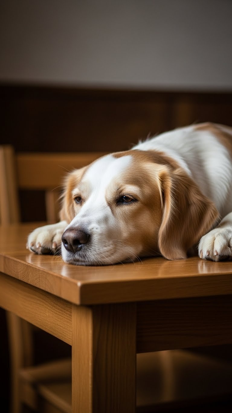 Stable side table in modern living room—safe for leaning dogs