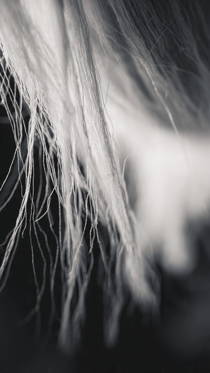 Suspended artistic fiber installation in living room