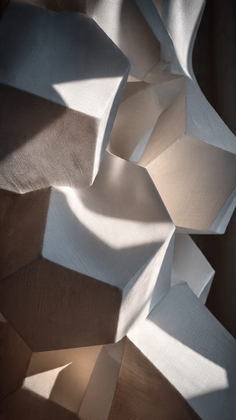 Three-dimensional artistic fabric sculpture installation