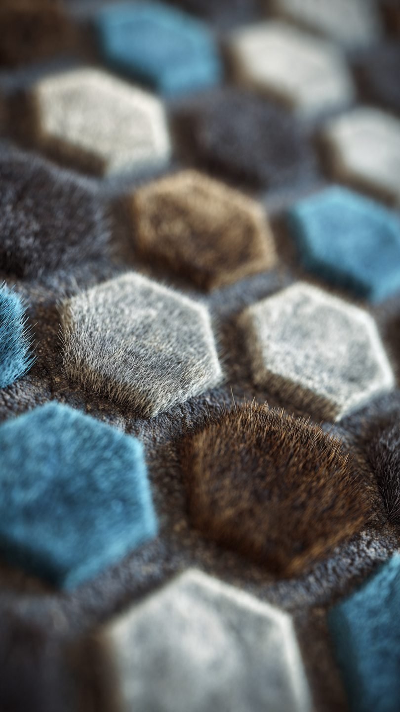 Three-dimensional artistic floor textile with raised patterns